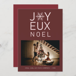 Red Monochrome Joyeux Noel Modern Holiday Card