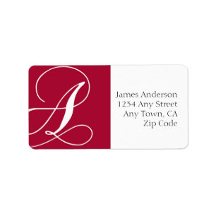 Red Monogram A Address Labels