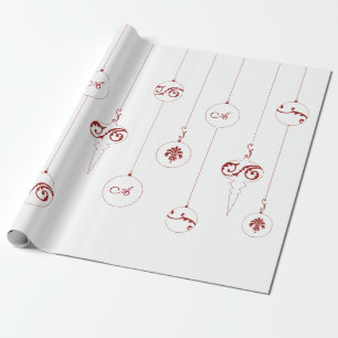 Red Monogram Bauble Hanging Ornaments Christmas Wrapping Paper