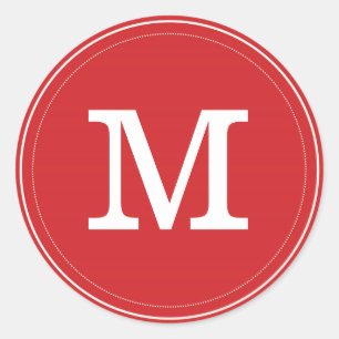 Red Monogram Envelope Seal Classic Round Sticker