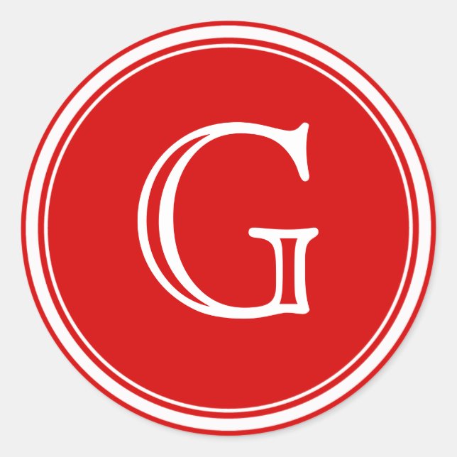 Red Monogram Envelope Seals Favour Tags (Front)