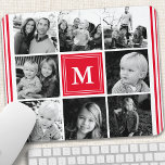 Red Monogram Family Photo Collage Mouse Mat<br><div class="desc">Monogram Family Photo Collage. Personalize this custom design with your own monogram initial or text.</div>