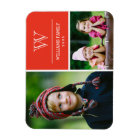Red Monogram Family Photo Magnet