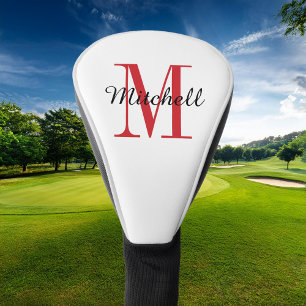 Red Monogram Initial and Name Personalised Golf Head Cover
