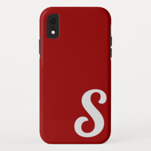Red Monogram Minimal Personalize iPhone XR Case