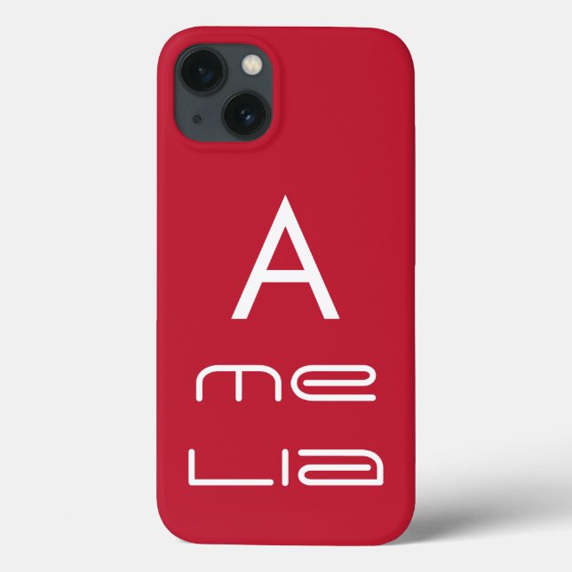 Red Monogram Name Personalised Modern Case-Mate iPhone Case (Back)