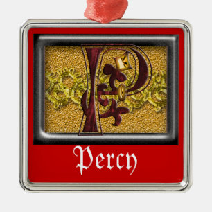 red monogram P Metal Tree Decoration