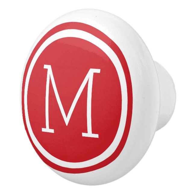 Red Monogram Personalised Drawer Knob (Right)