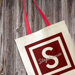 Red Monogram Personalised Tote Bag