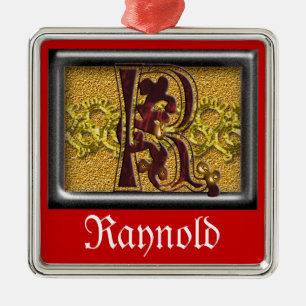 red monogram R Metal Tree Decoration