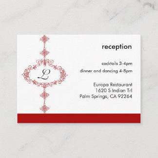 Red Monogram Reception Card