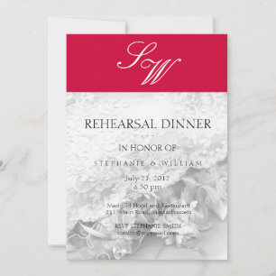 Red Monogram Rehearsal Dinner Card