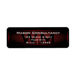 Red Monogram Return Address Label