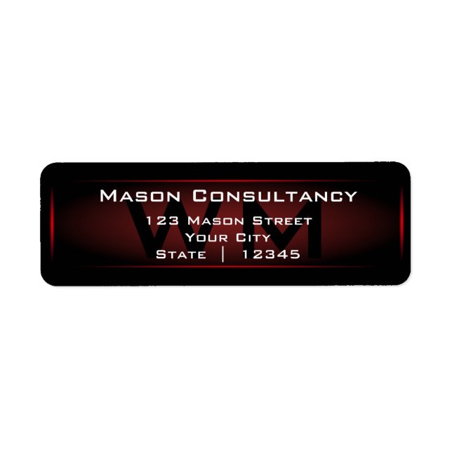 Red Monogram Return Address Label (Front)