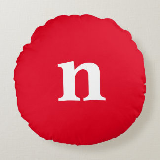 Red Monogram Round Cushion