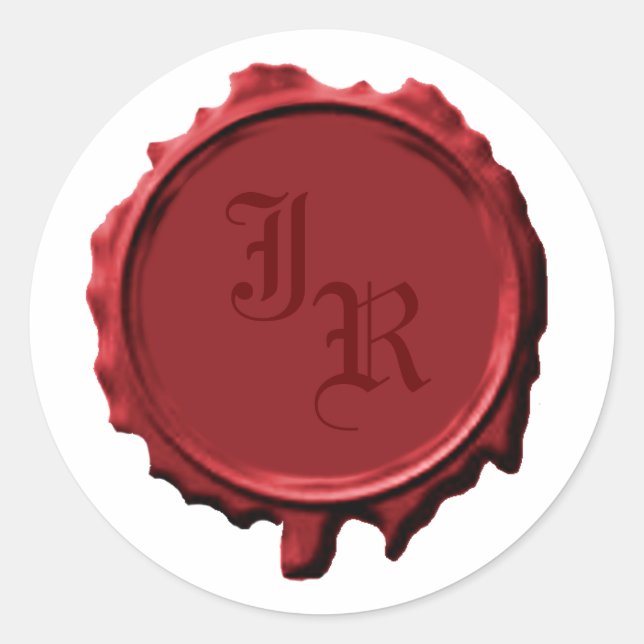 Red Monogram Seal Wedding Stickers (Front)
