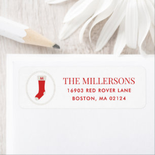 Red Monogram Stocking Holiday Return Address
