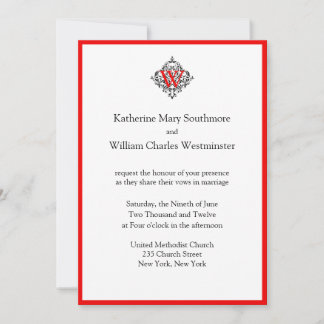 Red Monogram Wedding Invitations