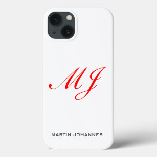 Red Monogram White Modern Minimalist Case-Mate iPhone Case