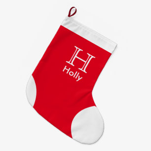 Red Monogrammed Christmas Stocking - Personalised