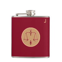Red Monogrammed Flask - Zodiac - Libra