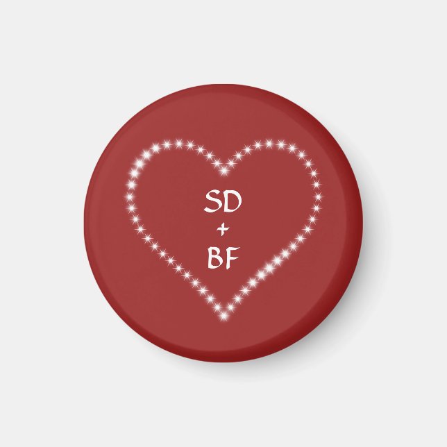 Red Monogrammed Heart Magnet (Front)