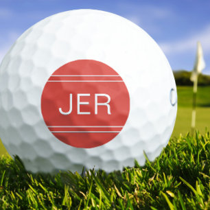 Red Monogrammed Initial Personalised Golfer Golf Balls
