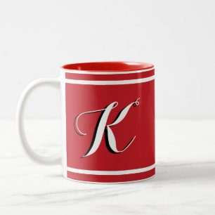 Red Monogrammed Two-Tone Coffee Mug
