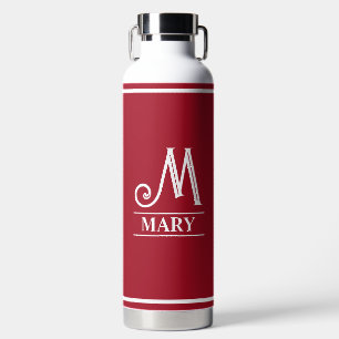 Red Monogrammed Water Bottle