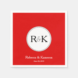 Red Monogrammed Wedding Napkin
