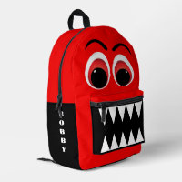 Red Monster Big Eyes and Jagged Teeth Personalised