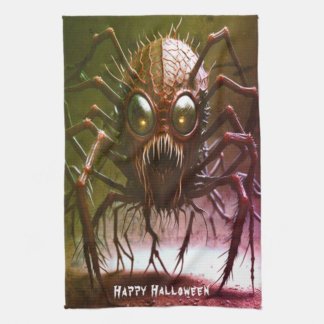 Red Monster Halloween Kitchen Towels (Vertical)