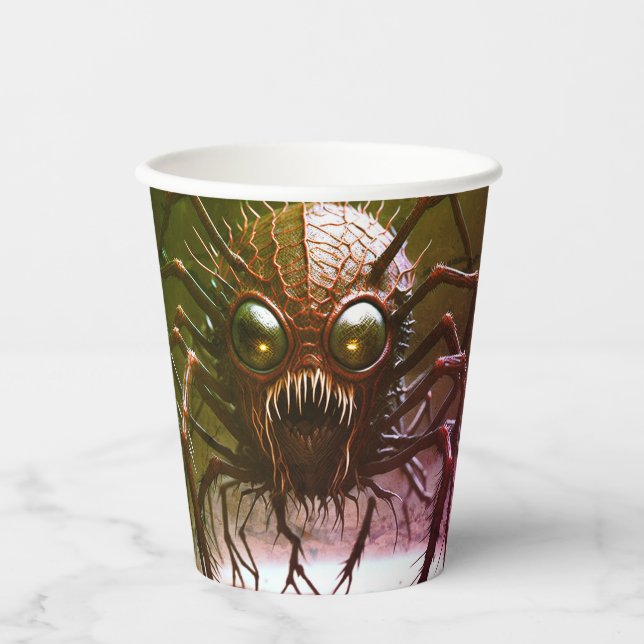 Red Monster Halloween Paper cups (Front)
