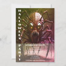 Red Monster Halloween Party Invitation