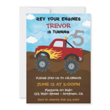 Red Monster Truck 5th Birthday Party