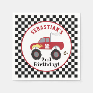 Red Monster Truck Birthday Racing Trucks Boys Napkin