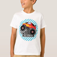 Red Monster Truck; Chequered Flag; Blue Stripes