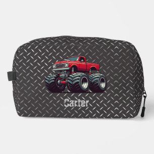 Red monster truck dopp kit
