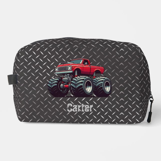 Red monster truck  dopp kit (Front)