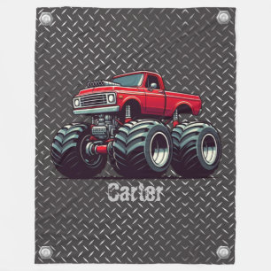 Red monster truck fleece blanket