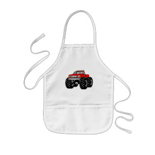 RED MONSTER TRUCK KIDS APRON