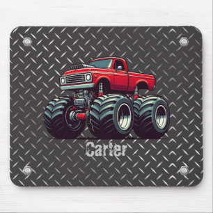 Red monster truck mouse mat
