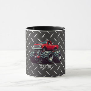 Red monster truck mug