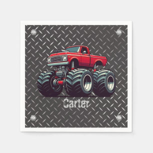Red monster truck napkin