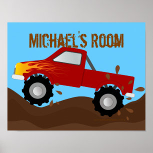 Red Monster Truck Personalised Poster