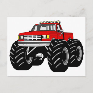 RED MONSTER TRUCK POSTCARD