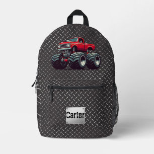 Red monster truck printed backpack