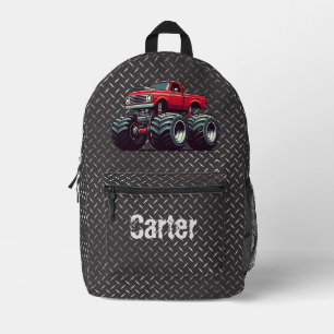 Red monster truck  printed backpack