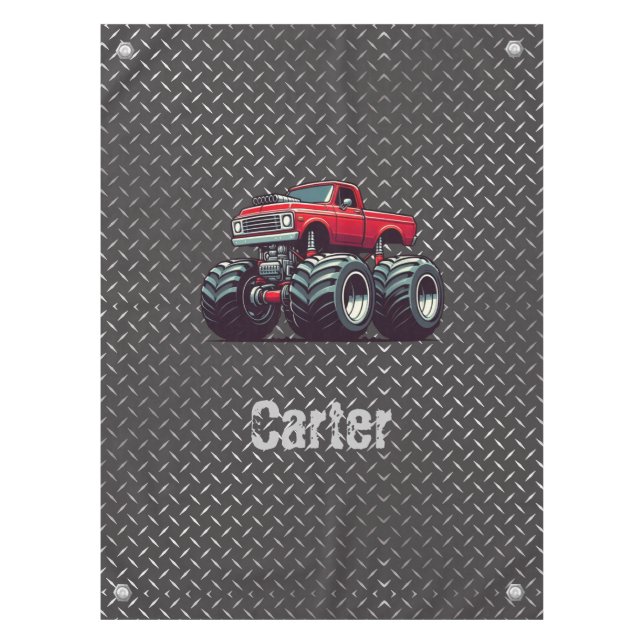 Red monster truck  tablecloth (Front)