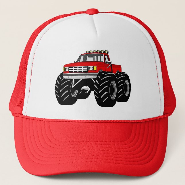 RED MONSTER TRUCK TRUCKER HAT (Front)